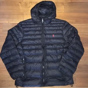 Polo Ralph Lauren Men's Full Zip Packable Hood Light Puffer Jacket Black XL